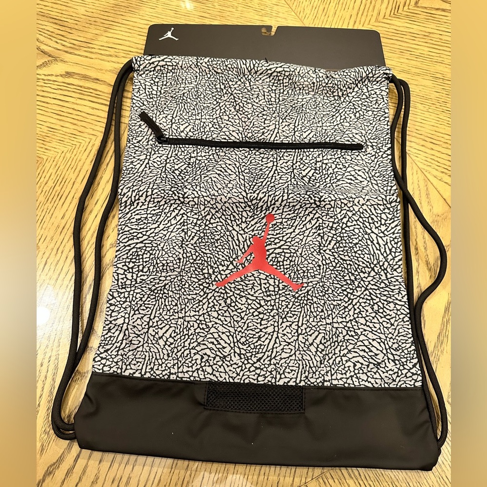 Nike Air Jordan Jumpman Cement Drawstring Gym Bag Sport Backpack 9A0746-100 New